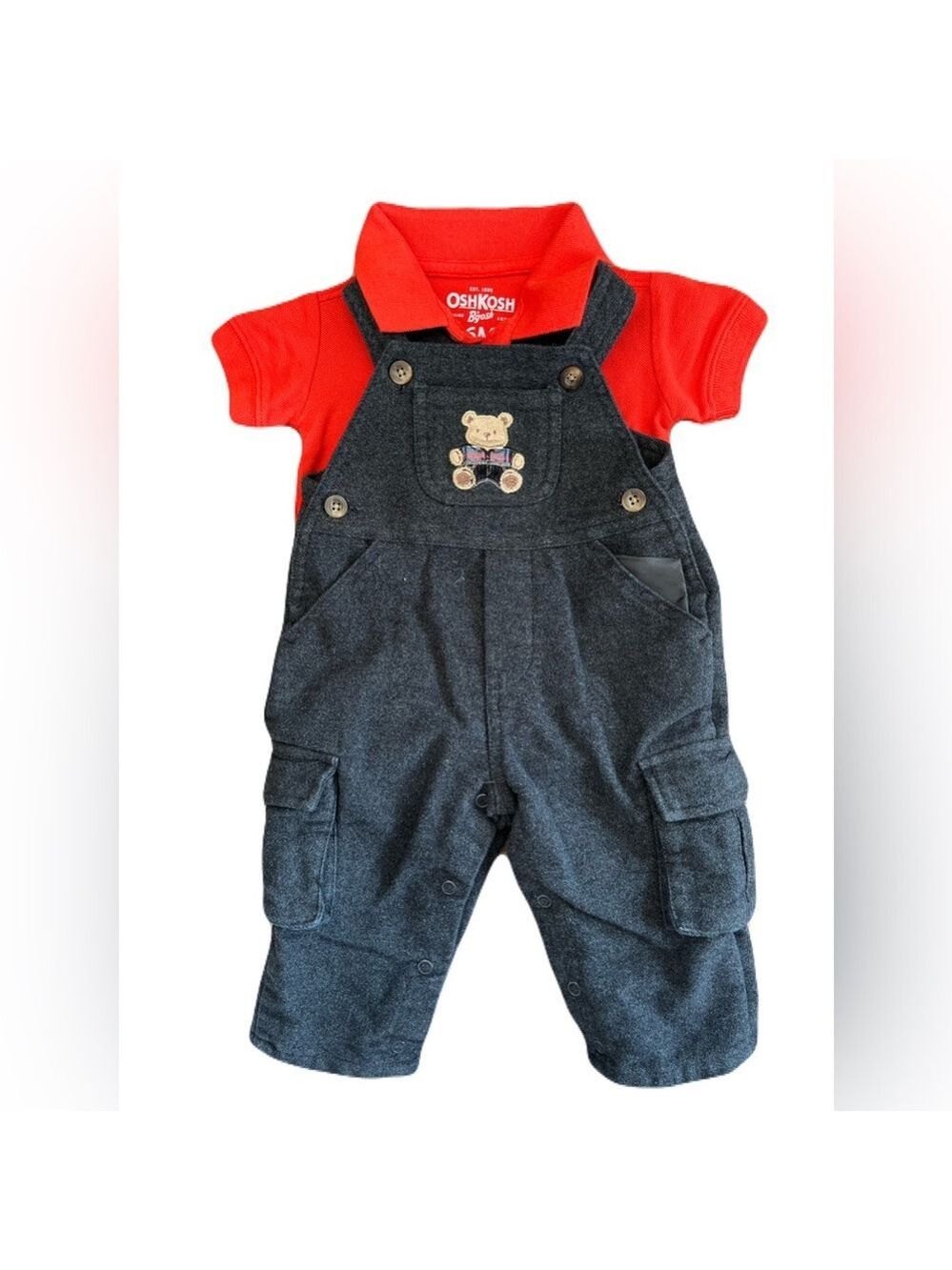 OshKosh B'gosh Charcoal‎ Overalls with Red Tee